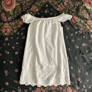 Off shoulder lace white dress